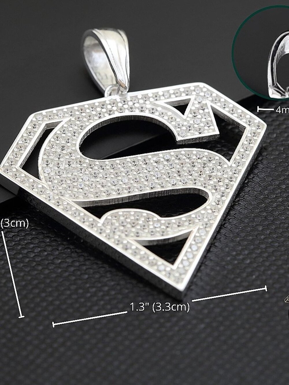 .925 Sterling Silver Superhero Pendant Unisex Polished Fine Jewelry - Picture 5 of 6